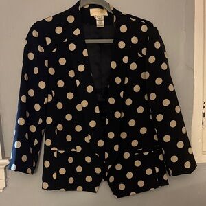 Corey Lynn Calter Black Blazer with Cream Polka Dots
